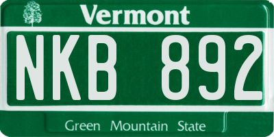 VT license plate NKB892