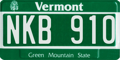 VT license plate NKB910