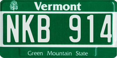 VT license plate NKB914