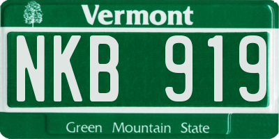 VT license plate NKB919