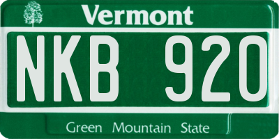 VT license plate NKB920