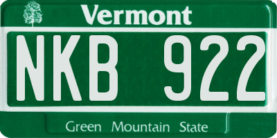 VT license plate NKB922