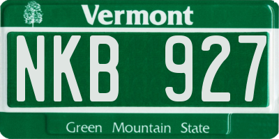 VT license plate NKB927