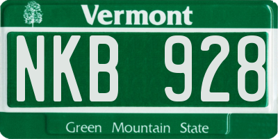 VT license plate NKB928