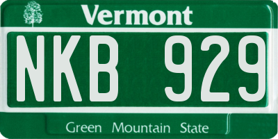 VT license plate NKB929