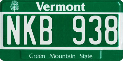 VT license plate NKB938