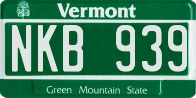 VT license plate NKB939