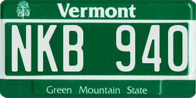 VT license plate NKB940