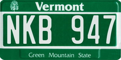 VT license plate NKB947