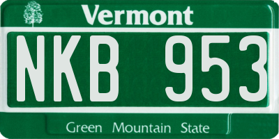 VT license plate NKB953