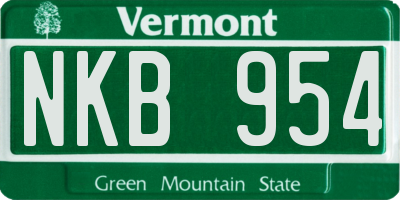 VT license plate NKB954