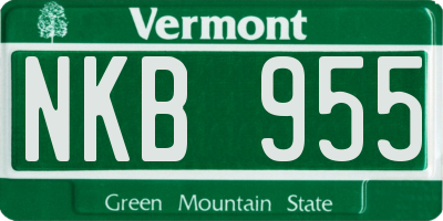 VT license plate NKB955