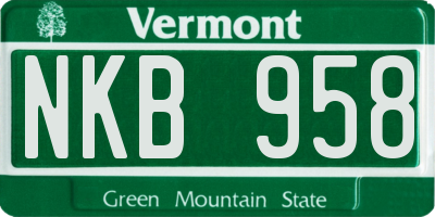 VT license plate NKB958
