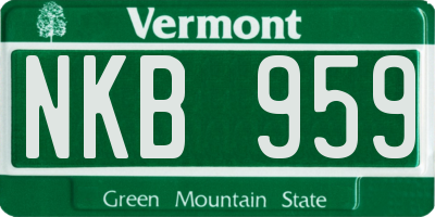VT license plate NKB959