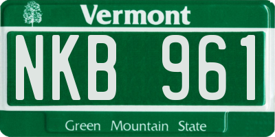VT license plate NKB961