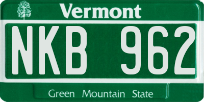 VT license plate NKB962