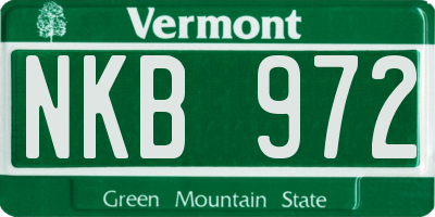 VT license plate NKB972
