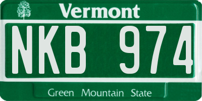 VT license plate NKB974