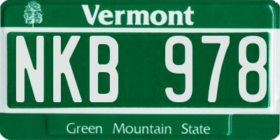VT license plate NKB978