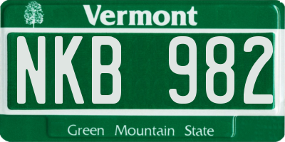 VT license plate NKB982
