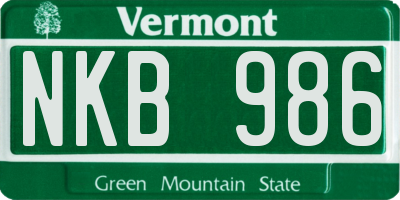 VT license plate NKB986