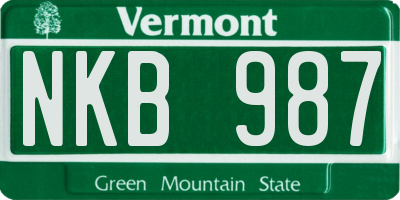 VT license plate NKB987
