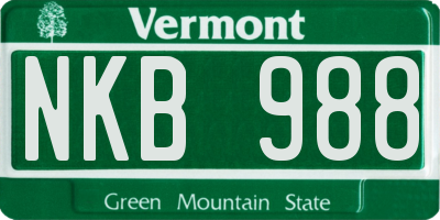 VT license plate NKB988