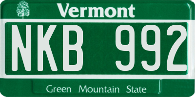 VT license plate NKB992