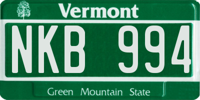 VT license plate NKB994