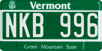 VT license plate NKB996
