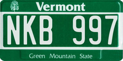 VT license plate NKB997
