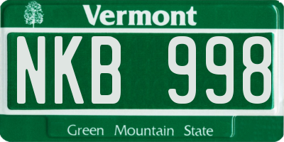 VT license plate NKB998