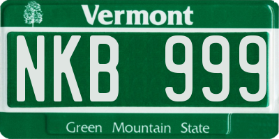 VT license plate NKB999