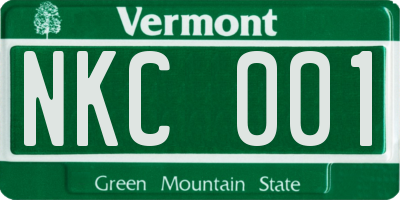 VT license plate NKC001