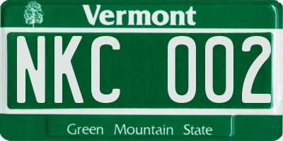 VT license plate NKC002