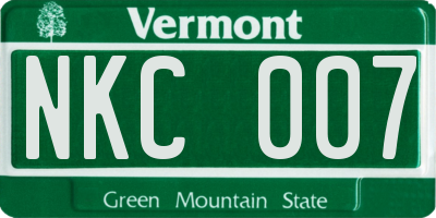 VT license plate NKC007