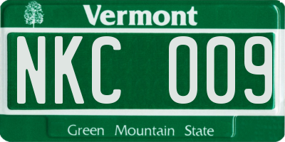 VT license plate NKC009