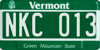 VT license plate NKC013