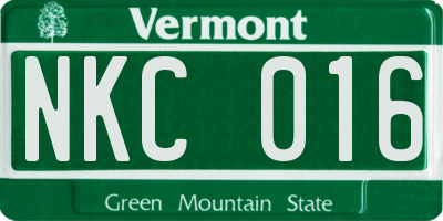 VT license plate NKC016