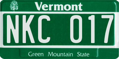 VT license plate NKC017