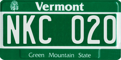 VT license plate NKC020