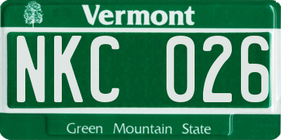 VT license plate NKC026