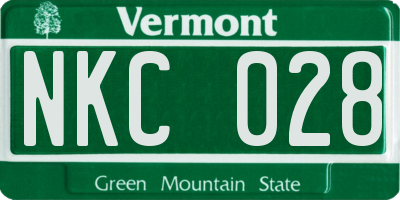 VT license plate NKC028