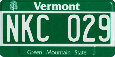 VT license plate NKC029