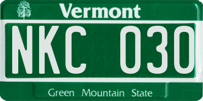 VT license plate NKC030
