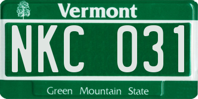 VT license plate NKC031