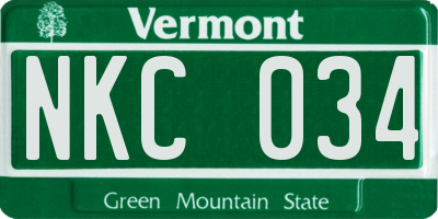 VT license plate NKC034