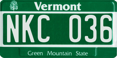 VT license plate NKC036