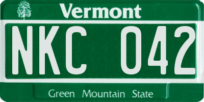 VT license plate NKC042