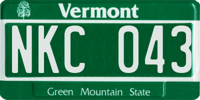 VT license plate NKC043